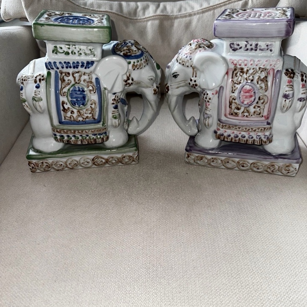 Colorful Ceramic Elephant Stools